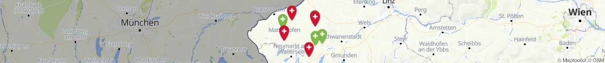 Kartenansicht für Apotheken-Notdienste in der Nähe von Sankt Johann am Walde (Braunau, Oberösterreich)